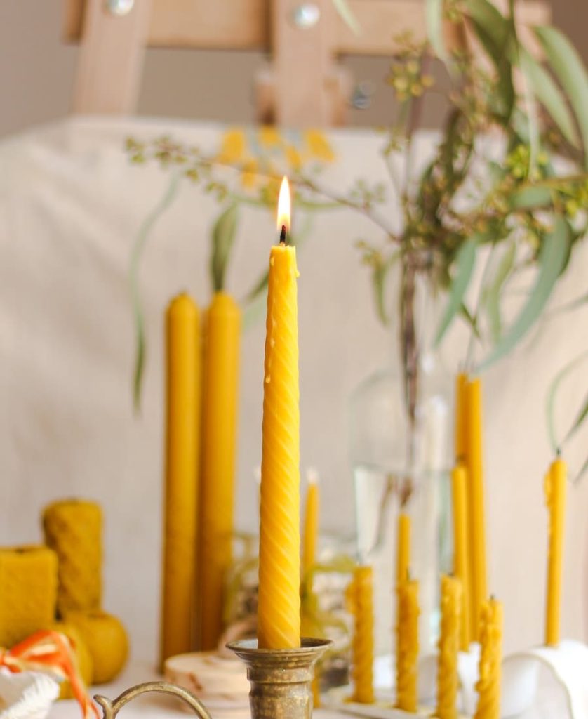 many yellow candles