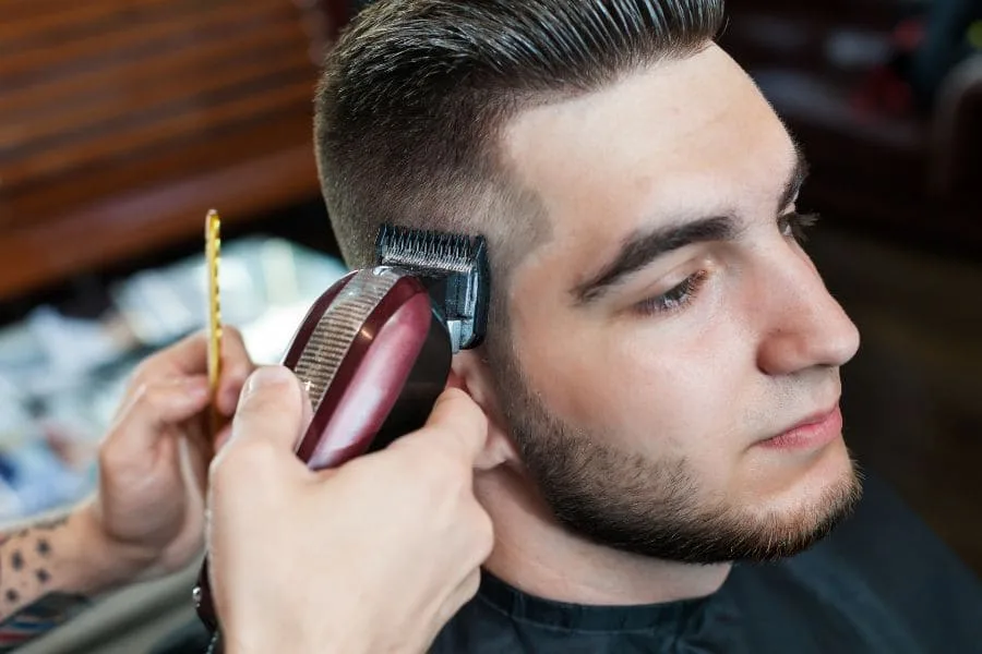 man cutting hair