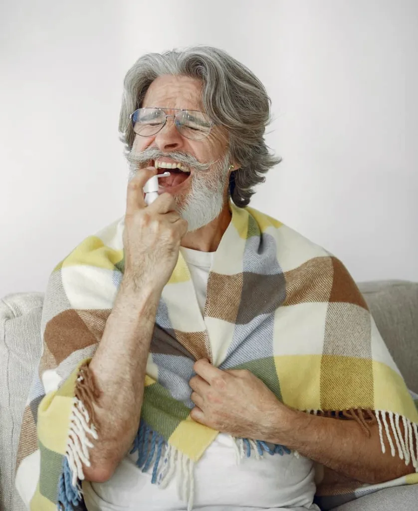 old man with sore throat a