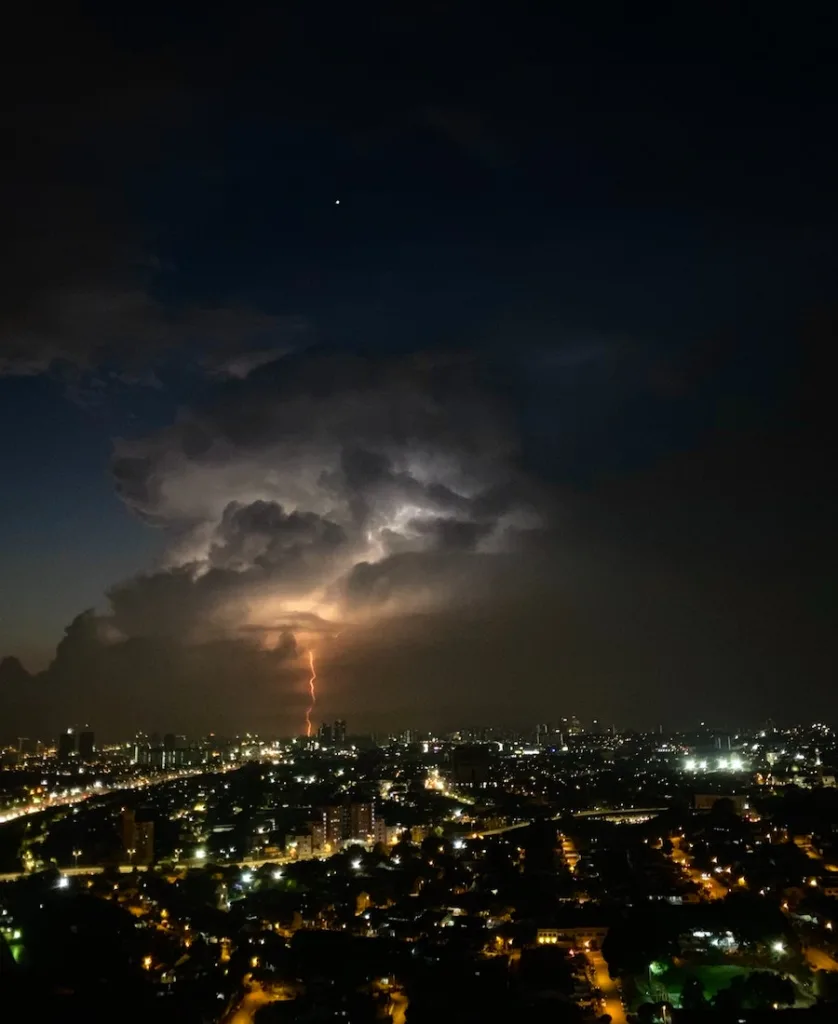 thunderstorm in city