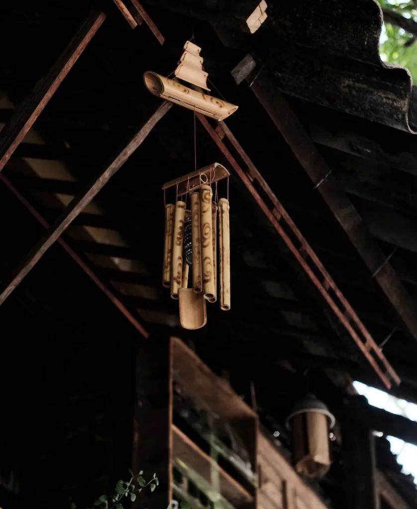 a wind chime hanging