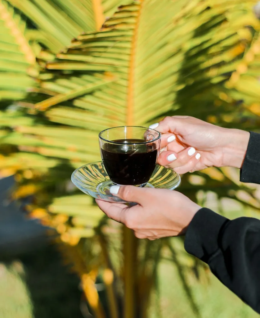 someone holding a cup of coffee