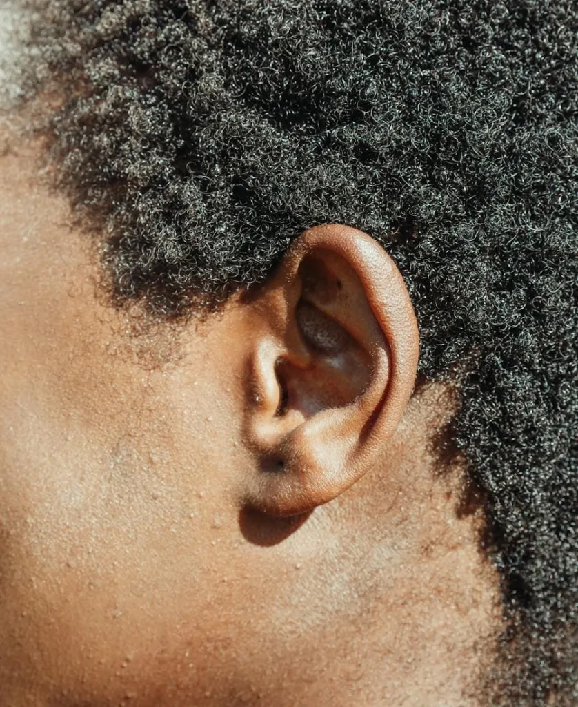 Ear of a black man