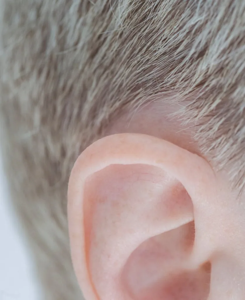 Ear of a white man